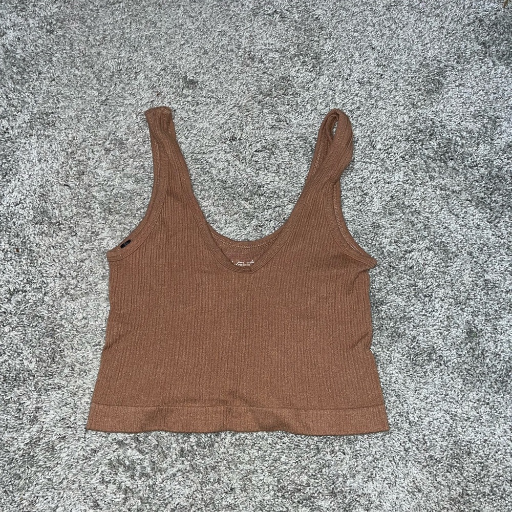 Urban Outfitters Brown Ribbed Crop Top